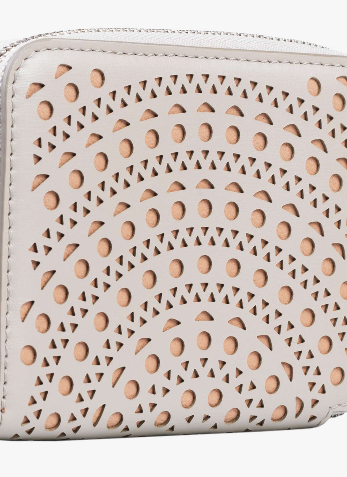 ZIPPED OPENWORK LEATHER CARDHOLDER
 ALAÏA PERLE/SANDY ZIPPED OPENWORK LEATHER CARDHOLDER